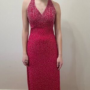 Elegant Pink Halter Dress